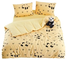 Жълто единично удължено спално бельо с включен долен чаршаф 3 части 160x220 cm Panda – Mila Home