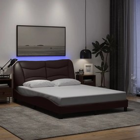 3213707 vidaXL Рамка за легло с LED без матрак Hvar, 140x200 см, плат