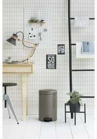 Кош за боклук с педал Brabantia NewIcon 649027, 12 л, Плавно затваряне, Противоплъзгаща основа, Сив