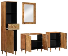 3206323 vidaXL Комплект мебели за баня, 4 части, масивна мангова дървесина
