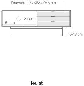 Сива/естествена маса за телевизор от декор от дъб 140x52 cm Sierra – Teulat