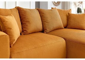 Кадифен ъглов диван в цвят жълта охра Enjoy – Bobochic Paris