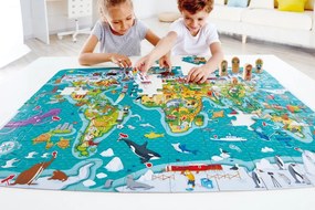 Hape - Пъзел и игра 2 в 1 - Световна обиколка