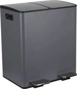 Тъмносиво стоманено кошче за боклук 2x20 l за рециклиране с педал Aliya – Spirella