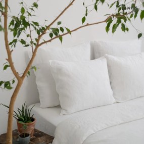 Бяло спално бельо от конопени влакна за двойно легло 200x220 cm - Linen Tales