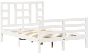 3193892 vidaXL Рамка за легло с табла бяла Small Double масивна дървесина