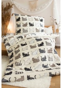 Черно и бежово спално бельо за единично легло от микроплюш 140x200 cm - Jerry Fabrics