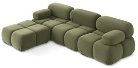 Светлозелен кадифен модулен ъглов диван Lokua – Makamii