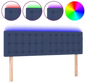 3122050 vidaXL LED горна табла за легло, синя, 144x5x78/88 см, плат