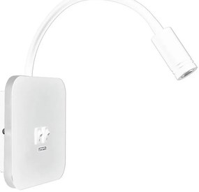 LED гъвкава стенна лампа с USB BASE 1xLED/8W + 1xLED/2W/230V бяла