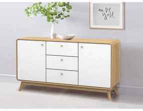 Бял/естествен нисък скрин от декор от дъб 140x75 cm Caitlin – Støraa