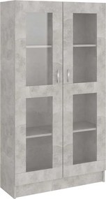 802763 vidaXL Шкаф витрина, бетонно сив, 82,5x30,5x150 см, ПДЧ