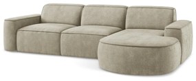 Бежов шенилов ъглов диван (десен ъгъл) Omao – Makamii