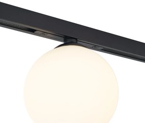 Модерна таванна лампа черна с бяло стъкло за 1-фазна релсова система - Slimline Eira