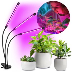 LED регулируема лампа с клипс за растения VITARO 3xLED/10W/230V черна