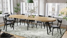 ЕКСПАНСО Дъб Артисан/черни крака - ГОЛЯМА КРЪГЛА МАСА Ø110 РАЗТЕГАТЕЛНА ДО 310 cm С КРАКА Y ЛОФТ/ИНДУСТРИАЛНА