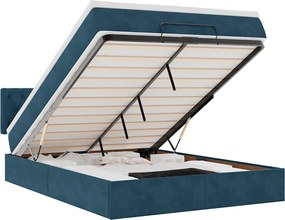 3312696 vidaXL Османска легло с матрак и LED, тъмносиньо, 140x190 см, кадифе