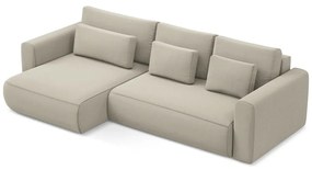 Бежов кадифен разтегателен ъглов диван с място за съхранение (ляв ъгъл) Kapua – Makamii