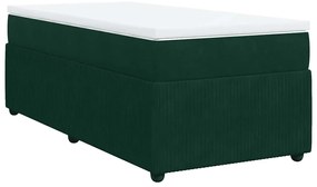 3285623 vidaXL Боксспринг легло с матрак, тъмнозелено, 100x200 см, кадифе