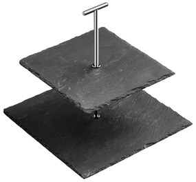 Двуетажна квадратна поставка за торта от шисти Шисти - Premier Housewares