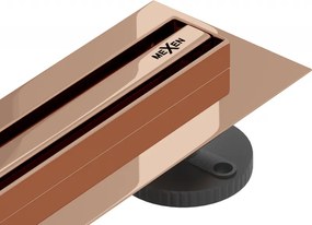 Mexen Flat 360° Slim въртящ се линеен сифон 120 cm, розово злато - 1641120