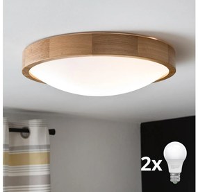 Brilagi - LED таванно осветително CARVALHO SLIM 2xE27/60W/230V дъб Ø37 см