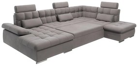 Сив разтегателен ъглов диван с място за съхранение (десен ъгъл/U форма) Merkur – Ropez
