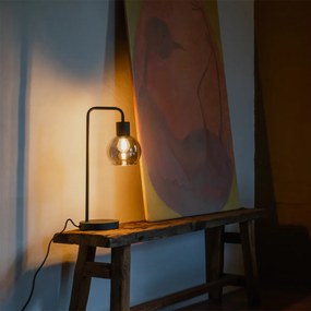 Арт Деко настолна лампа черна с опушено стъкло - Vidro