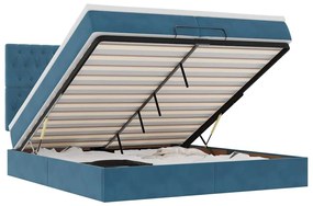 3314418 vidaXL Османска легло с матраци и LED, тъмносиньо, 200x200 см, кадифе