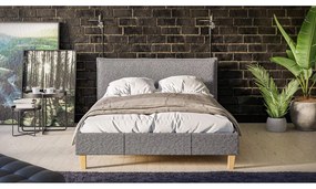 Сиво тапицирано двойно легло с решетка 140x200 cm Tina - Ropez