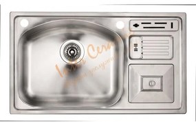 Кухненска мивка ICK 7845 R, алпака, дясна, със сифон, с вграден кош за отпадъци, 78x45см