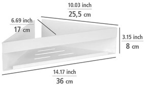 Ъглов рафт за баня без пробиване от неръждаема стомана в матово бял цвят Genova – Wenko