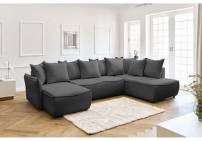 Тъмносив ъглов разтегателен диван (десен ъгъл) Leon - Bobochic Paris