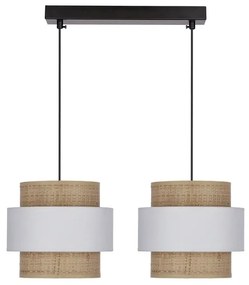 Висяща лампа с абажур от ратан в бял и естествен цвят ø 20 cm Rattan - Candellux Lighting