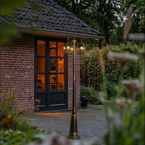 Класически външен фенер антично злато с прозрачно стъкло 198 см IP44 - London