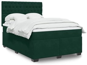 3290915 vidaXL Боксспринг легло с матрак, зелена, 140x190 см, кадифе