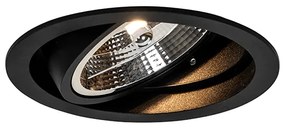 Комплект от 6 Кръгъл вграден прожектор черен регулируем - Chuck 111