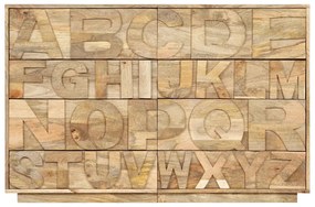 247712 vidaXL Шкаф "Азбука" с 6 чекмеджета, 120x35x79 см, манго масив