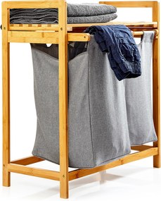 Blumfeldt Поставка за дрехи, 2 подвижни чанти, бамбук, плътен памук