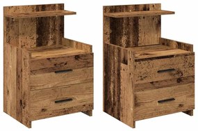 858647 vidaXL Нощни шкафчета, 2 бр. с 2 чекмеджета, старо дърво, 40x36,5x62 см