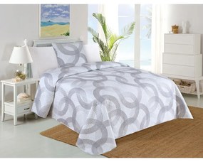 Бяло-сив капитониран комплект шалте и калъфка за възглавница 140x220 cm Circulo – My House