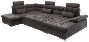 Антрацитен разтегателен ъглов диван с място за съхранение (ляв ъгъл/U форма) Merkur – Ropez
