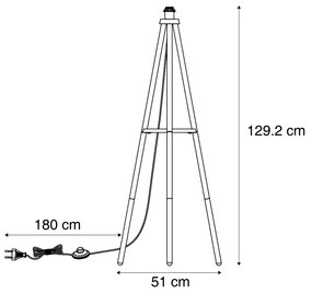 Скандинавска подова лампа триножник дърво - Lou