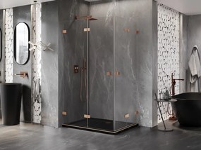 Mexen Lunar-F Duo сгъваема душ кабина 100 x 80 см, прозрачна, изчеткана мед - 836-100L-080P-65-00