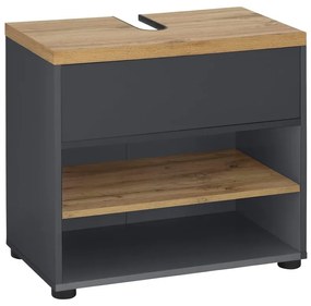 Антрацитен шкаф за мивка от декор от дъб 60x57 cm Thessa – Støraa