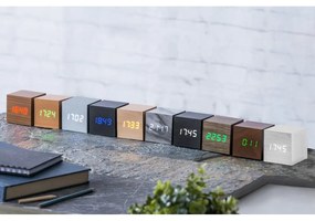 Сив будилник с бял LED дисплей Часовник Cube Click - Gingko