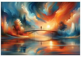 Самозалепващ тапет – Цветен залез над мост