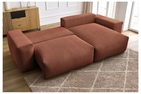 Теракотен сгъваем/с място за съхранение ъглов диван от рипсено кадифе Voltaire – Bobochic Paris