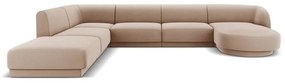 Бежов ъглов диван от кадифе (ляв ъгъл/U) Miley - Micadoni Home