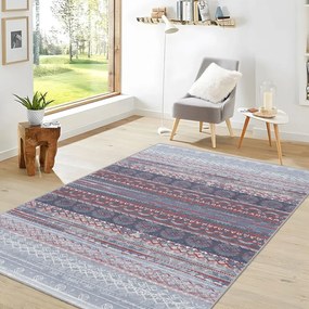 Лилаво-сив килим подходящ за пране 80x150 cm Vintage Stripe – Mila Home